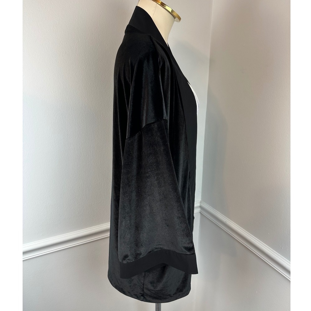 ANN TAYLOR Black Velvet Open Front Kimono Cardigan NWT | M/L - Picture 6 of 12